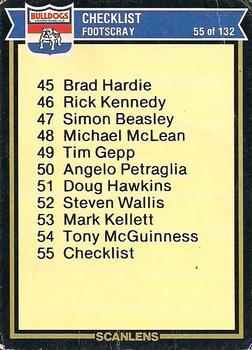 1987 Scanlens VFL #55 Footscray Bulldogs Front